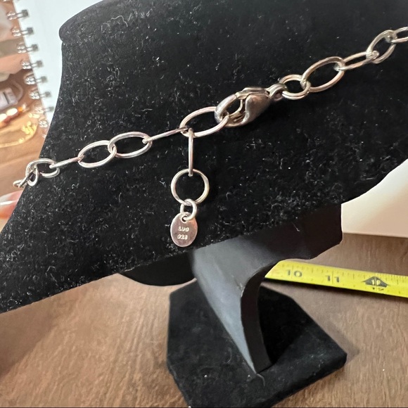 Gorgeous chunky agate necklace with silver chain LUC 925 - Picture 8 of 9